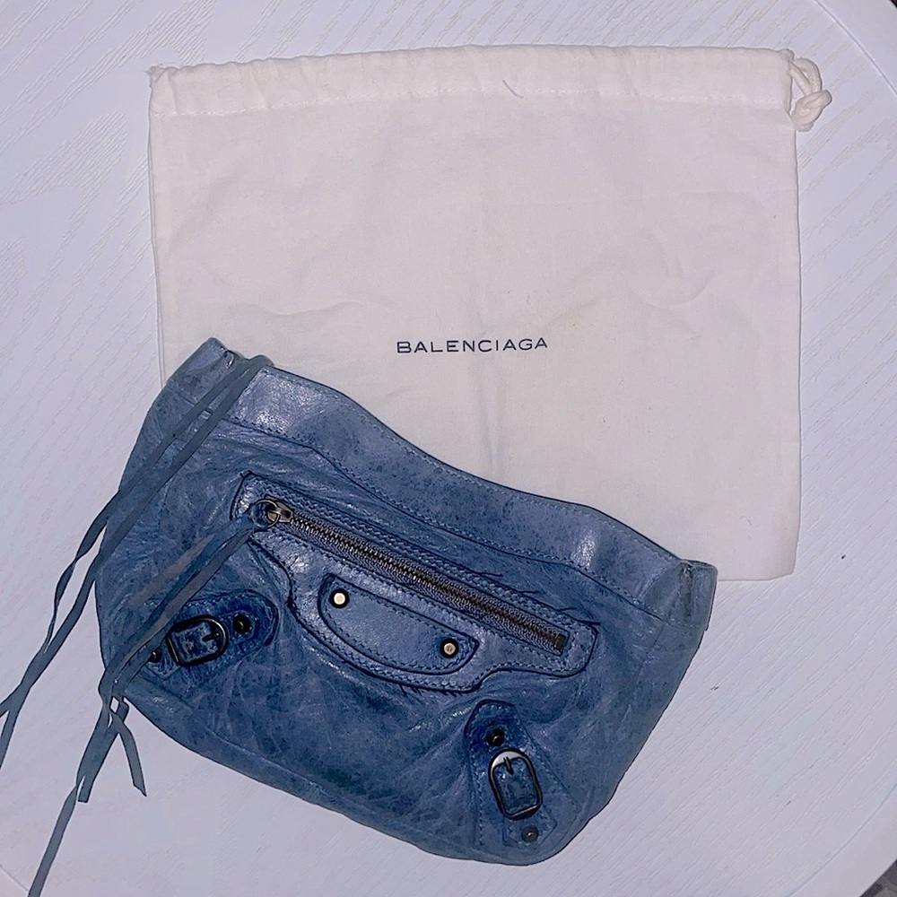 Balenciaga  Leather Moto Makeup Clutch Bag Pouch
